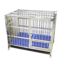 筱宠不锈钢狗笼子小中型大型犬带厕所家用室内外狗笼加粗宠物笼 XL码长108宽72高95CM适合130斤内用 单笼+垫板