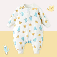 威尔贝鲁(WELLBER)婴儿睡袋儿童防踢被宝宝可脱袖空调房纱布睡袋四季通用八层纱布仙人掌65