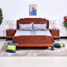 艺铭天下红木家具缅甸花梨（学名：大果紫檀）双人床实木高低床中式婚床主卧明清古典 1.8米