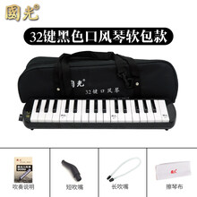 （老师指定）国光口风琴32键37键儿童中小学生用初学者自学入门课堂教学专业演奏级口吹琴乐器含吹管教材 【32键黑色软包+吹管+吹奏说明】