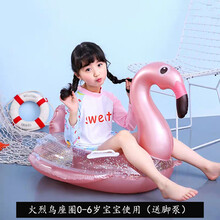 游泳圈儿童宝宝网红火烈鸟充气婴儿坐圈带把手加厚独角兽水上坐骑 婴儿-儿童火烈鸟座圈【0-6岁】