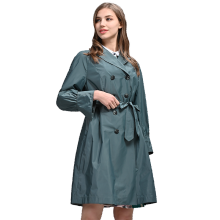 赛斯特女装2022新款春秋外套中长款翻领双排扣风衣 G0229 豆绿色 AS(155/80A)