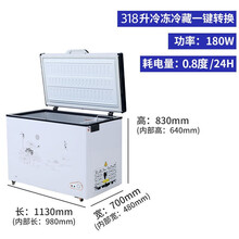 商用卧式双门铜管大冰柜家用冷柜冷藏冷冻柜节能冰箱大容量 318升单温