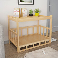 狗窝狗床实木泰迪金毛可拆洗秋冬宠物床猫咪床四季通用床头柜猫窝 普通款加顶裸床 S-45*30*65-5斤以内