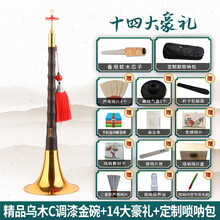宏艺凤鸣专业黑檀乌木唢呐D调精品唢呐民族风吹奏唢呐乐器全套 精品乌木C调漆金碗+12大豪礼+定制唢呐包