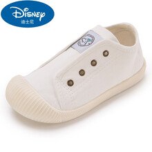 迪士尼品牌特价童鞋1-3岁宝宝室内帆布鞋儿童帆布鞋小童亲子母子小白鞋一脚蹬女童男童幼儿园室内宝宝布鞋 白色 21