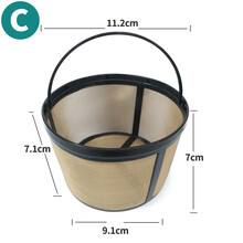 滴漏式咖啡机过滤网超密咖啡壶漏斗尼龙咖啡粉提篮通用咖啡机配件 C 金色碗形滤网 拍前请查看尺寸