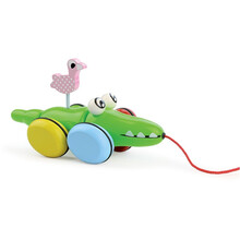 法国Vilac木制牵引绳玩具婴幼儿拉线学步男孩女孩宝宝鳄鱼拖拉玩具口哨拖拉玩具1岁 小鳄鱼