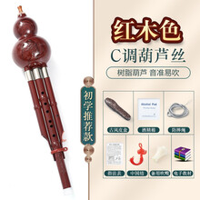 民族葫芦丝乐器初学者儿童C调降B调小学生专业演奏型胡芦丝成人 【带盒子】红木色c调套餐二