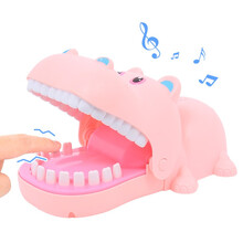 乐吉儿 儿童河马咬手指玩具 整蛊玩具创意电动声光咬人玩具 亲子互动桌面游戏 粉色河马