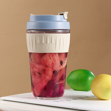 BOERLE水杯玻璃杯带盖便携可爱咖啡自带杯高颜值女吸管杯情侣随手杯子 晴空蓝400ml