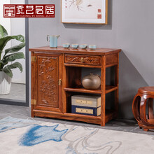 贡艺名居 红木家具非洲花梨（学名：刺猬紫檀）实木中式茶水柜置物柜玄关碗柜小储物柜餐边柜 长80*宽38*高67(左柜)