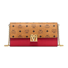 MCM 女士红棕拼色Mena Visetos系列时尚拼皮斜挎钱包 MYLAALM03RU001