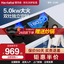 好太太Haotaitai燃气灶家用台式嵌入式5.0KW大火力燃气双灶煤气液化气天然气灶具 2319B 红点防烫+独立定时+升级易洁炉头 天然气