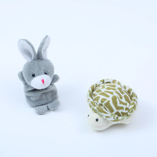 手指偶 亲子互动一家亲人动物指偶毛绒公仔手指玩偶动物手偶早教玩具 龟兔赛跑 10厘米以下