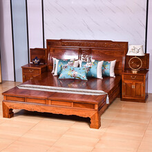 艺铭天下红木家具缅甸花梨（学名：大果紫檀）高低床 全实木 双人床 明清中式仿古轻奢简约卧室床榻含床头 高低床三件套
