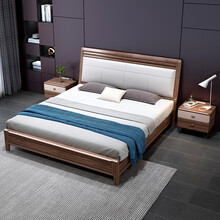 石象 实木床1.8米黑胡桃木床现代简约轻奢主卧储物1.5m北欧双人床软靠乌金木床 1.8*2.0米框架床 黑胡桃实木床+乳胶床垫+床头柜*1