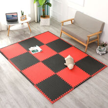 【好店认证】加厚泡沫地垫二级品儿童防摔垫宝宝爬行垫家用拼接地垫微瑕疵 黑+红(送边条) 30*30*1.2cm【10片装】