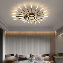 莱琪 个性北欧风格灯具客厅灯餐厅灯大气家用led吊灯现代简约造型客厅灯 黑金23头+98CM+72W+无极调光