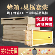 福美养蜂 蜜蜂蜂箱成品巢框全套七框中蜂箱标准土蜂蜂箱杉木7框烘干煮蜡蜜蜂桶 七框烘干蜂箱+中蜂成品巢框10个