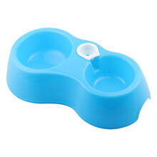 哈宝哈贝 宠物狗碗猫碗猫咪狗狗用品小狗盆猫盆泰迪狗食盆自动饮水双碗饭盆 蓝色款