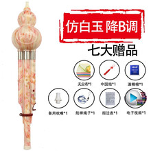 艺乐堂 云南胶木树脂葫芦丝c调降b调乐器成人儿童小学生初学者演奏防摔可拆卸 仿白玉降B调-升级加钢套款【七大赠品】