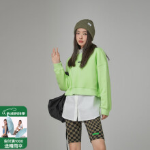 CHUU纯色圆领长袖卫衣女春秋季新款设计感小众宽松短款上衣潮 柠绿 均码