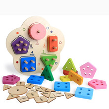 儿童几何五柱形状配对套柱积木拼图 1-2-3岁宝宝玩具认知图形认知颜色 数字积木套柱