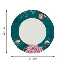 安娜16点陶瓷欧式小奢华咖啡杯骨瓷英式下午茶杯茶具田园风套装 东方牡丹10.5寸盘（绿）