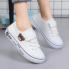 者顿童鞋儿童老爹鞋春夏季男童帆布鞋女童小白鞋婴幼儿宝宝运动鞋中童大码小孩鞋子男板鞋网红透气网面网鞋 DS-大笨熊&005白色 37码内长22cm