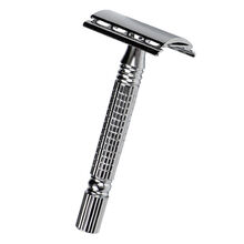 刮胡刀手动老式剃须刀男士不锈钢双面刀片刮脸刮汗毛刮胡子刀 1刀架+10进口刀片+盒