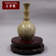 庄梦蝶 宋代哥窑手工裂纹做旧竹节瓶仿古瓷器古玩古董收藏博古摆件