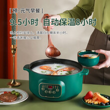 乘泰 电炖锅多功能家用电煮锅小炖锅辅食锅煲汤锅煮粥锅养生锅煲粥锅迷你 2.5L不粘锅 I带1蒸笼送8礼 快煮 2-3人用 绿色-手动机械款（手动看管）