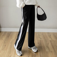 卓贝欣孕妇裤子春夏季外穿阔腿裤夏季潮妈宽松大码可调节托腹长裤 黑色 XL