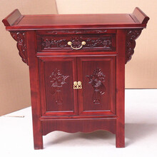天鸣  实木供桌佛台家用佛龛香案供台神台小供佛桌中式财神爷供奉桌佛案 仿古红 C款双门一屉75*45*90