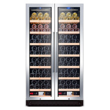 隐逸名望 对开门双门红酒柜恒温酒柜冰吧饮料柜超薄嵌入式恒温酒柜啤酒柜红酒恒温柜 E款不锈钢门双温酒柜