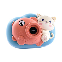 育儿宝 儿童泡泡机玩具男孩女孩网红小猪泡泡相机自动吹泡泡枪泡泡水 猫咪泡泡机【蓝色】