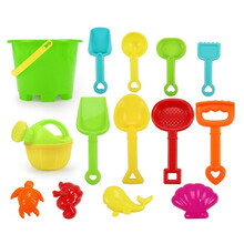 贝贝鸭儿童玩具大号沙滩玩具套装（车、铲子、沙漏、挖机、桶）沙池玩沙台玩沙玩泥巴玩水工具1-3岁 沙滩玩具14件套 常规