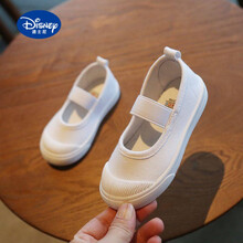 迪士尼Disney品牌同款【轻奢高端】幼儿园室内鞋布鞋夏季宝宝一脚蹬儿童男童鞋子网鞋小童帆布鞋女童 C08-1白色 31 码/内长19.5cm
