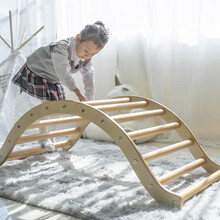 儿童平衡木感统训练幼儿园跷跷板室内外独木桥双人木质攀爬玩具 弧形攀爬架