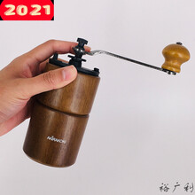 手摇磨豆机咖啡豆研磨机家用手动磨粉手冲器具复古12 2020A19卡其色 送毛刷+量勺