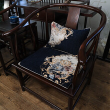 美妠斯 新中式实木椅垫红木家具椅子坐垫新款座垫茶椅餐椅圈椅太师椅高密度海绵椅垫餐桌座椅垫子 雅典娜-靛蓝 50*50cm牙子抱枕(含枕芯)