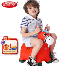 哈哈球跳跳马摇马充气儿童小皮马1-3-6岁男孩女孩户外运动跳跃玩具承重200斤生日礼物 彩绘音乐马（3-6岁）H0220红色