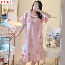 爱茵慕西孕妇睡裙夏纯棉月子服短袖喂奶连衣裙哺乳睡衣夏天外出产妇产后家居服 AYXY886拉架 3XL码 (推荐体重150-170斤左右)