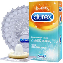 杜蕾斯durex 避孕套凸点螺纹热感装 男用薄 冰感装 夫妻情侣计生情趣用品 凸点螺纹凉感12只装