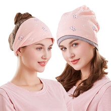 妈妈果 月子帽纯棉春秋孕妇帽子防风产妇帽产后坐月子用品春夏季 小兔款月子帽+头巾 均码