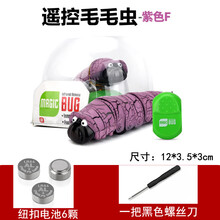 2021新款抖音同款仿真眼镜蛇遥控毛毛虫爬行动物虫子昆虫电动蟑螂整蛊玩具 遥控版毛毛虫紫色 标配装[螺丝刀+6纽扣电池]