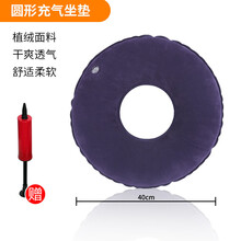 （ZOTOYL）透气座垫轮椅垫子防褥疮坐垫压疮坐疮病人老人臀部充气垫圈 藏蓝圆形植绒PVC坐垫