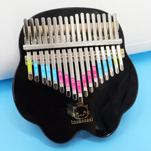阿萨斯 拇指琴卡林巴琴17音初学者手指琴 便携卡林巴琴女学生生日礼物 黑色猫爪款