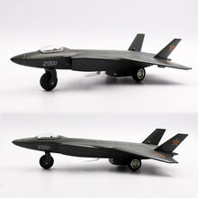 【现货速发】元旦礼物歼20飞机合金模型战斗轰炸机仿真儿童玩具大号武装10直升机礼物 歼二十战斗机太空灰